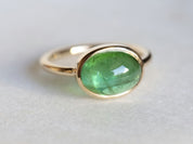 Green Tourmaline Candy Ring | Oval Tourmaline Engagement Ring | Unique Gemstone Ring -