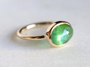 Green Tourmaline Candy Ring | Oval Tourmaline Engagement Ring | Unique Gemstone Ring -