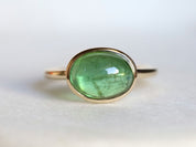 Green Tourmaline Candy Ring | Oval Tourmaline Engagement Ring | Unique Gemstone Ring -