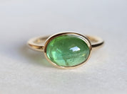 Green Tourmaline Candy Ring | Oval Tourmaline Engagement Ring | Unique Gemstone Ring -