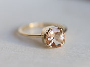 Morganite Cushion Engagement Ring | Peach Morganite 2 Carat Cushion Cut Ring -