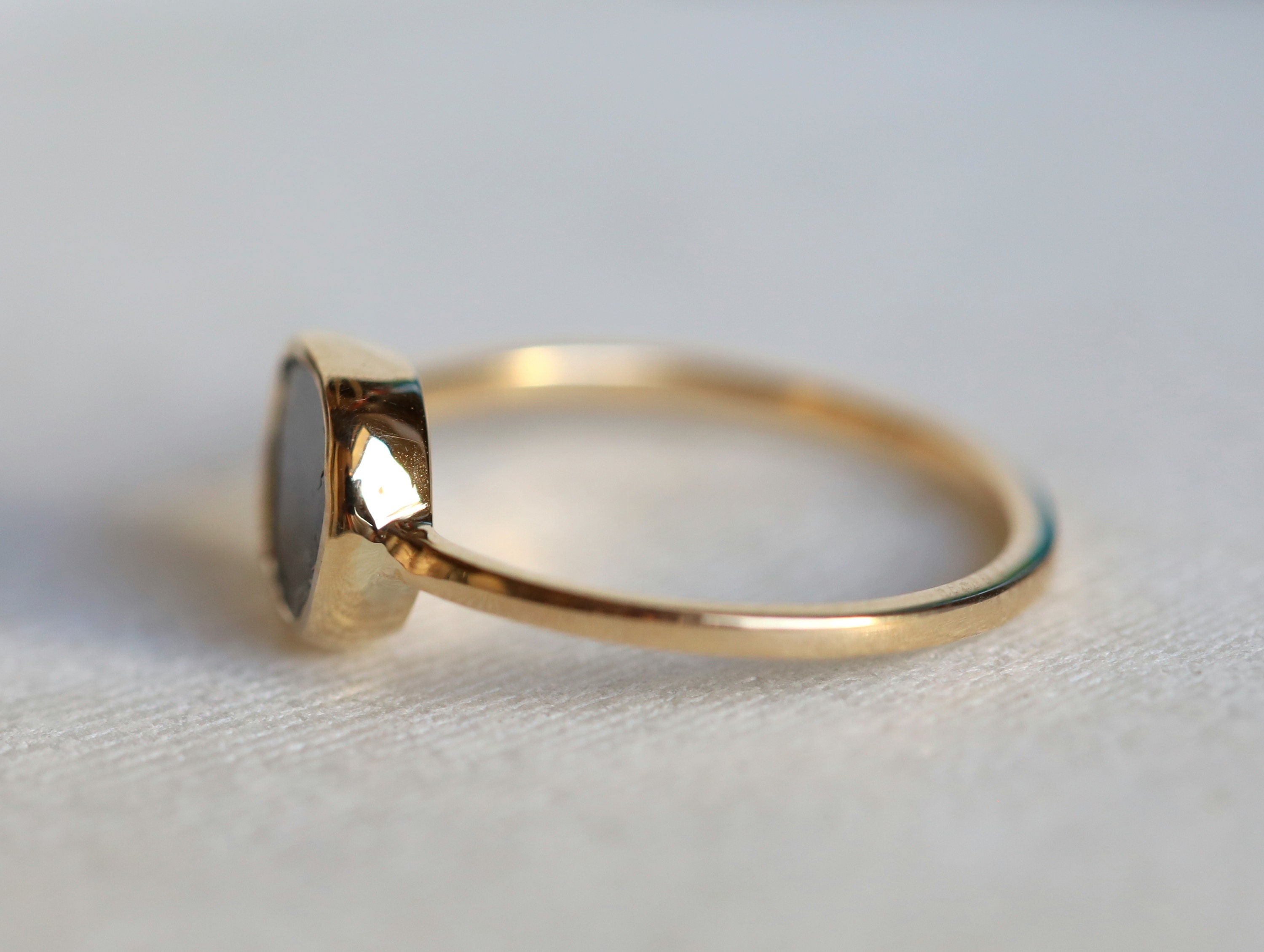 Salt & Pepper Diamond Stacking Ring | 1.5ct Gray Rose Cut Diamond Ring | Unique Engagement Ring -