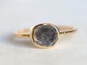 Salt & Pepper Diamond Stacking Ring | 1.5ct Gray Rose Cut Diamond Ring | Unique Engagement Ring -