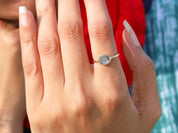 Salt & Pepper Diamond Stacking Ring | 1.5ct Gray Rose Cut Diamond Ring | Unique Engagement Ring -