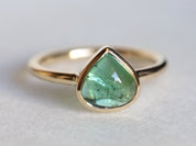 Paraiba Tourmaline Engagement Ring | Pear Shape Green Tourmaline Ring | Unique Tourmaline Ring -