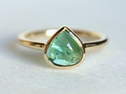 Paraiba Tourmaline Engagement Ring | Pear Shape Green Tourmaline Ring | Unique Tourmaline Ring -
