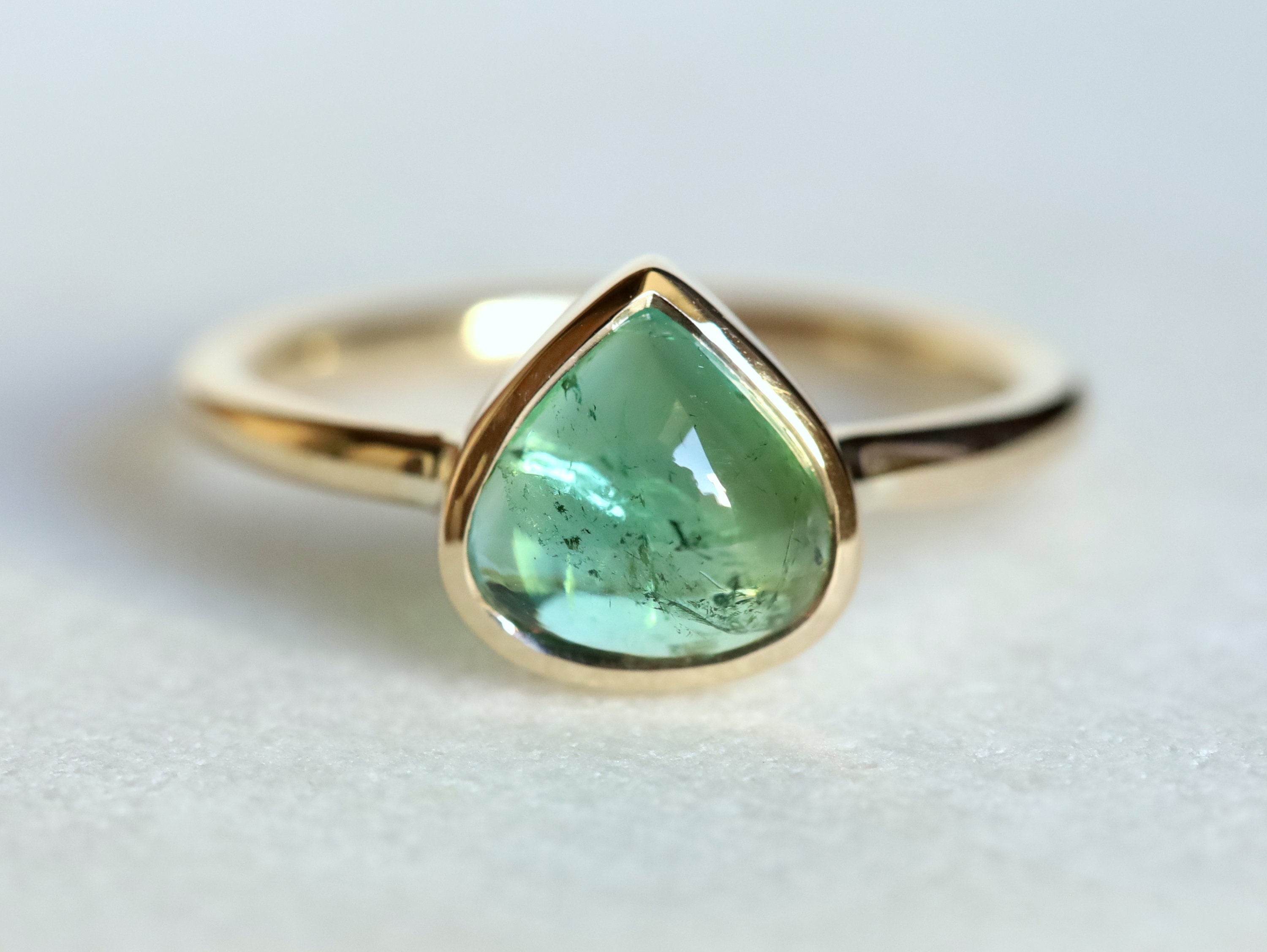 Paraiba Tourmaline Engagement Ring | Pear Shape Green Tourmaline Ring | Unique Tourmaline Ring -