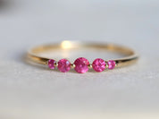 Ruby Stacking Ring | Natural Ruby Anniversary Ring | 5 Stone Ruby Engagement Ring -