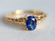 Sapphire Engagement Ring | Filigree Oval Cut Band | Art Deco Jewelry -