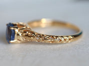 Sapphire Engagement Ring | Filigree Oval Cut Band | Art Deco Jewelry -