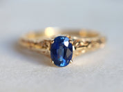 Sapphire Engagement Ring | Filigree Oval Cut Band | Art Deco Jewelry -