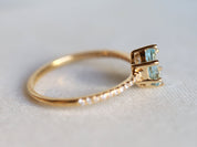 Oval Aquamarine Diamond Ring | March Birthstone Jewelry | Pear-Cut Engagement Ring -