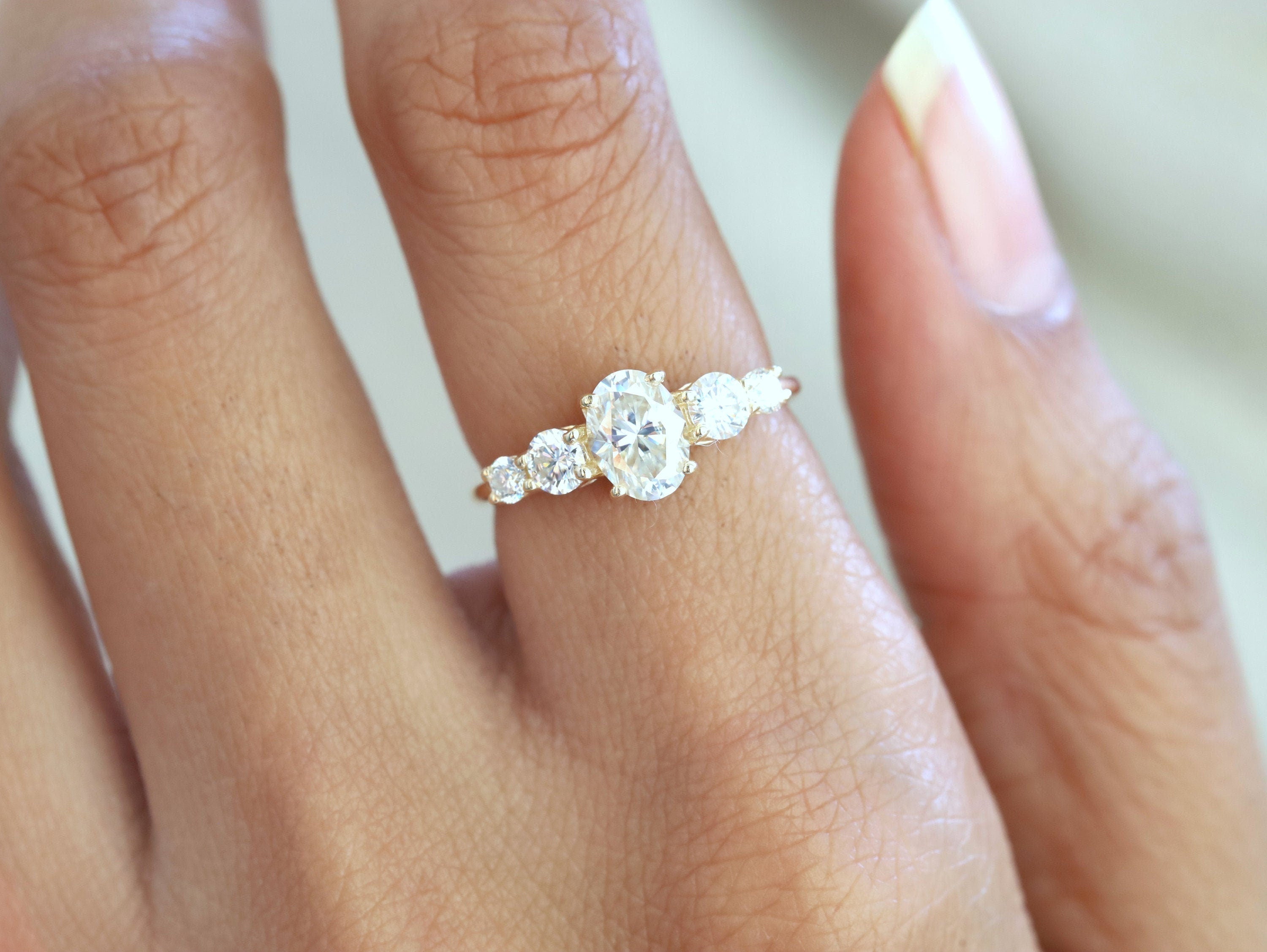 GIA Certified Diamond Cluster Engagement Ring | 5-Stone Diamond Wedding Ring -