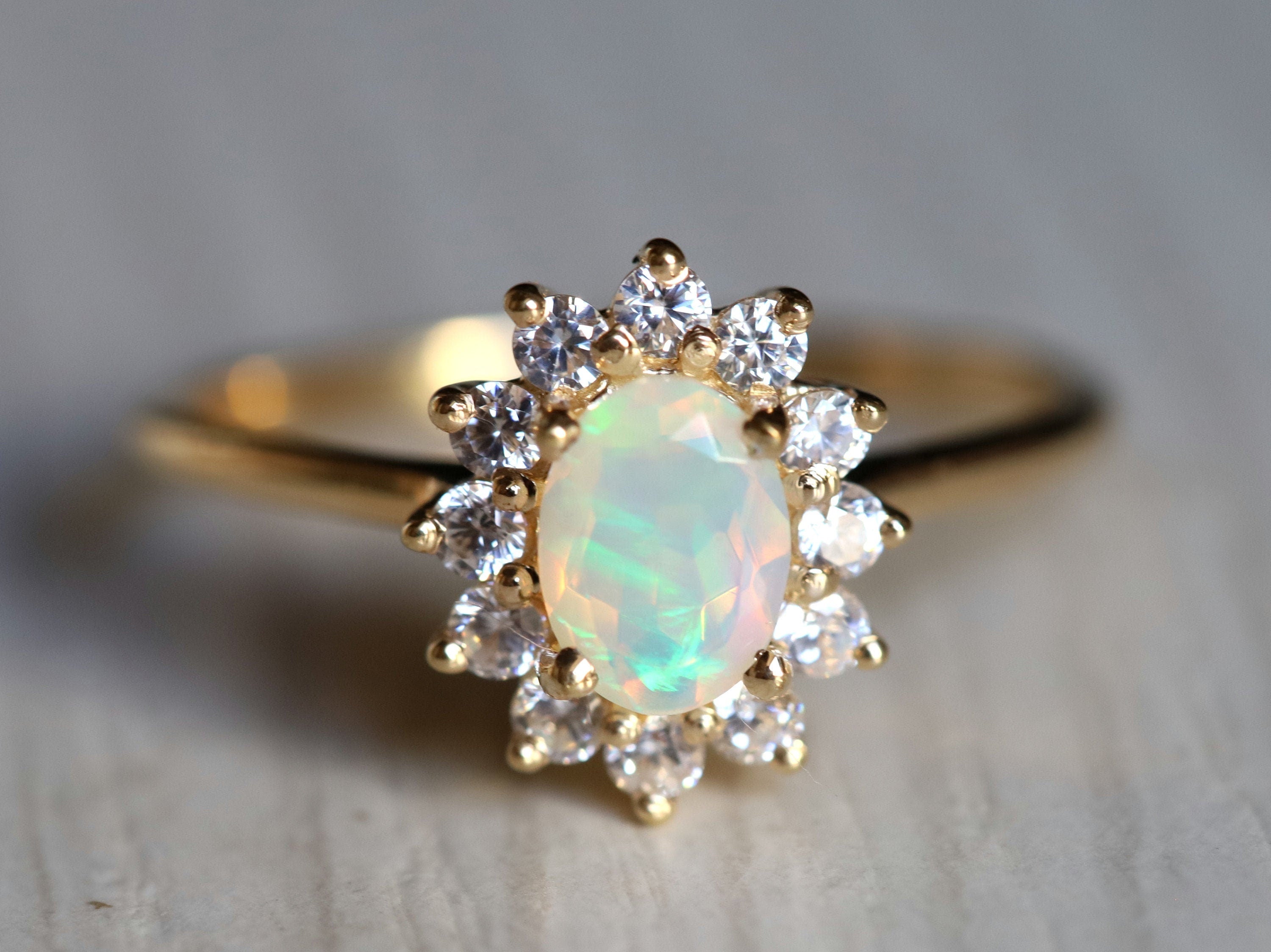 Fire Opal Engagement Ring | Rose Gold Oval Cut Fire Opal Solitaire Ring | Antique Bridal Ring -