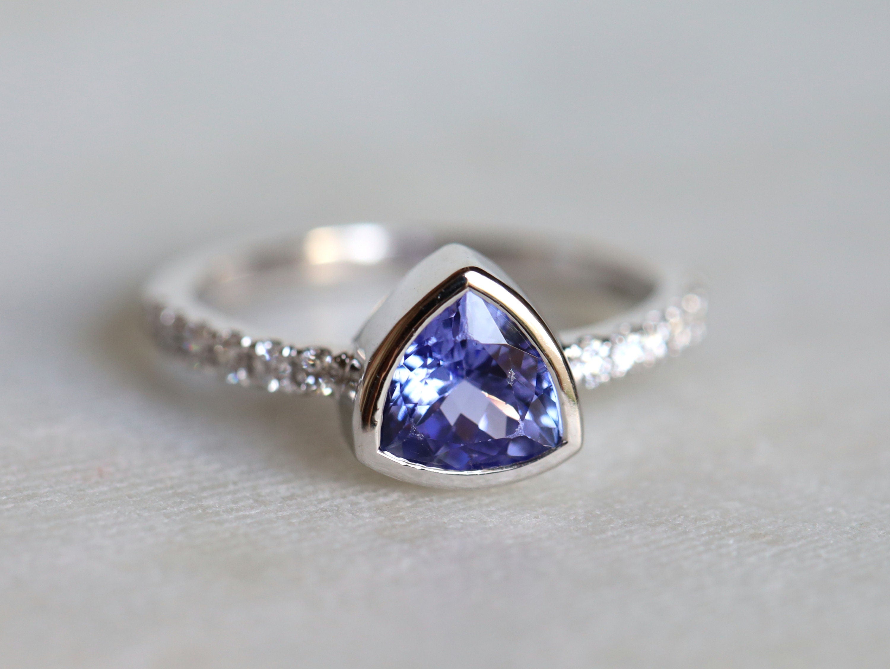 Tanzanite Engagement Ring | Rose Gold Tanzanite Ring | Promise Ring | Trillion Cut -