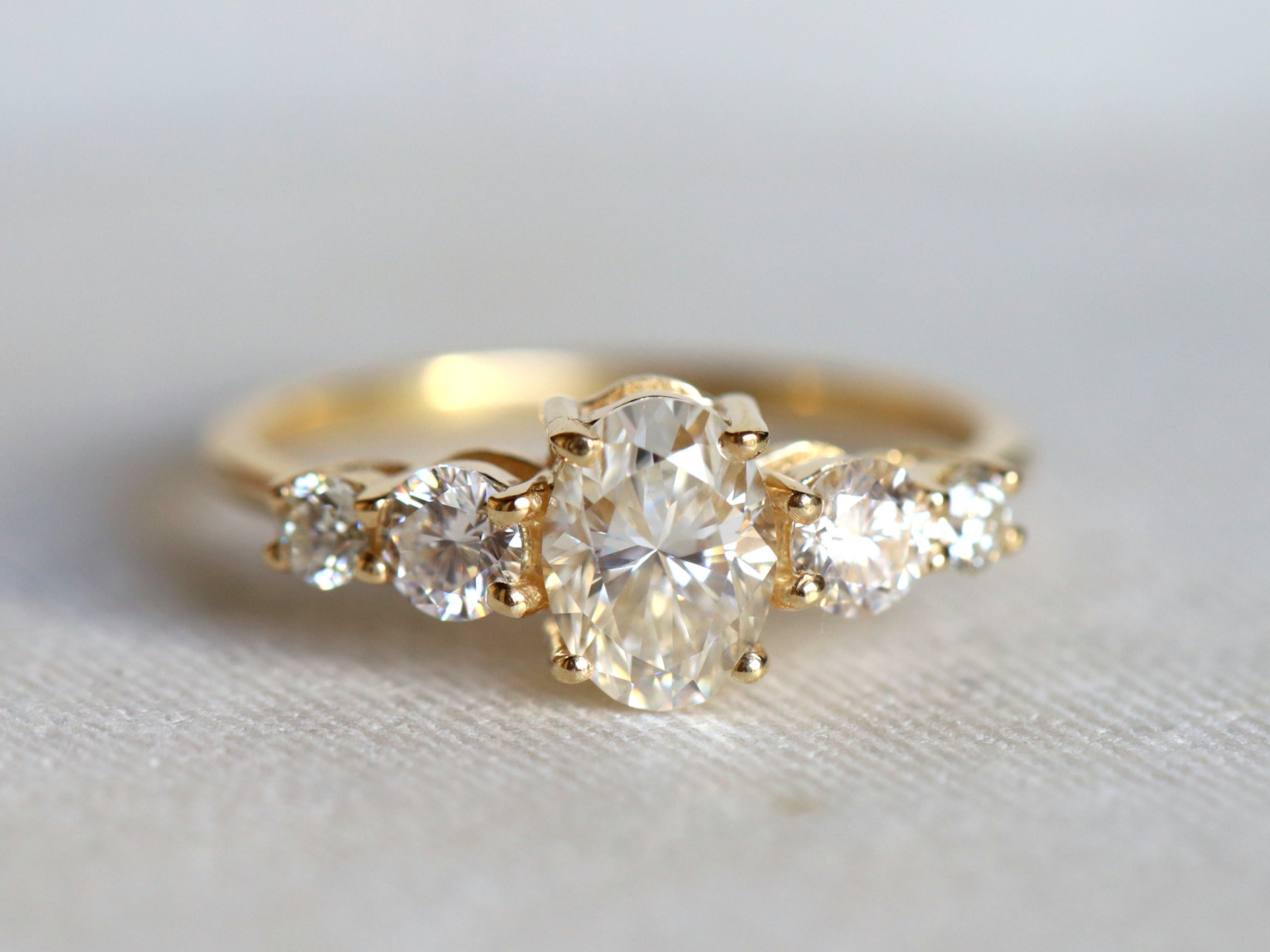 GIA Certified Diamond Cluster Engagement Ring | 5-Stone Diamond Wedding Ring -