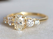 GIA Certified Diamond Cluster Engagement Ring | 5-Stone Diamond Wedding Ring -