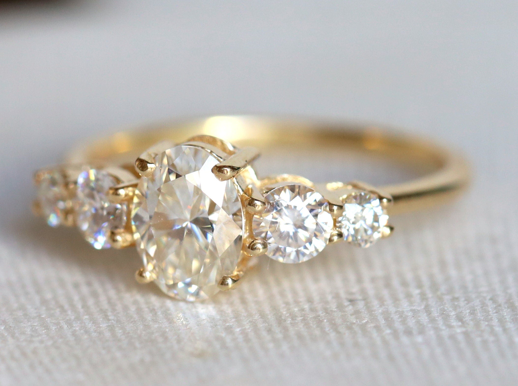 GIA Certified Diamond Cluster Engagement Ring | 5-Stone Diamond Wedding Ring -