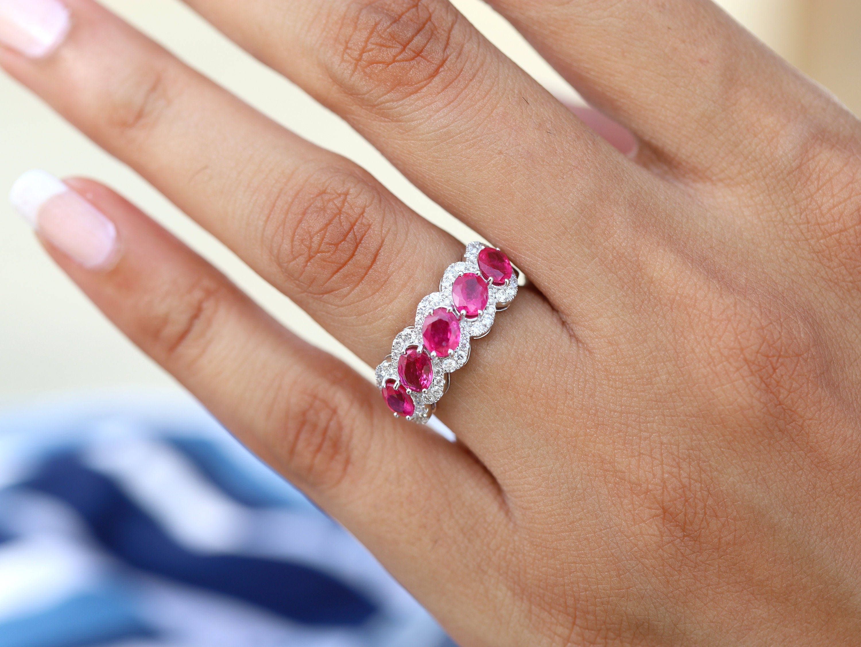 2 Carat Ruby Wedding & Engagement Ring | Ruby & Diamond Anniversary Gift Ring -