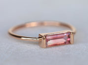 Bicolor Tourmaline Stacking Ring | Watermelon Tourmaline Gold Ring | Unique Tourmaline Ring -