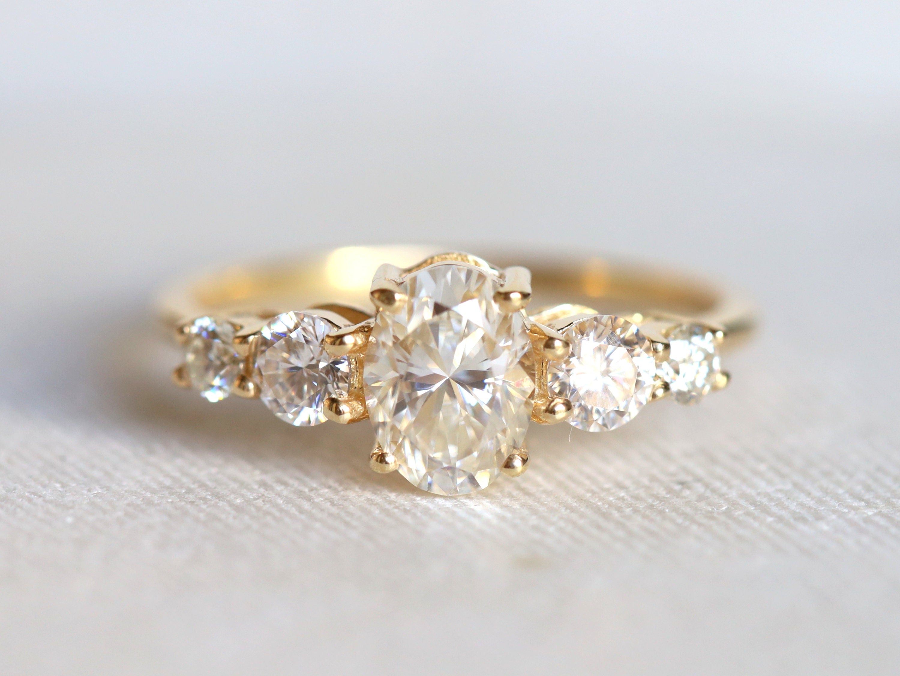 GIA Certified Diamond Cluster Engagement Ring | 5-Stone Diamond Wedding Ring -