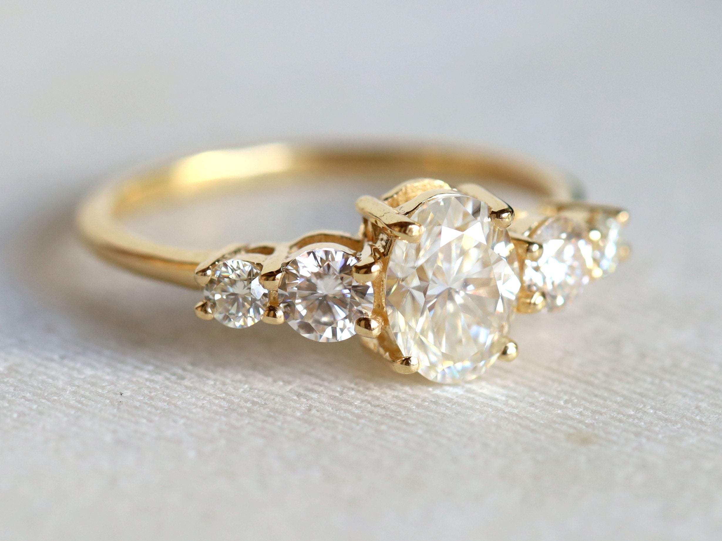 GIA Certified Diamond Cluster Engagement Ring | 5-Stone Diamond Wedding Ring -