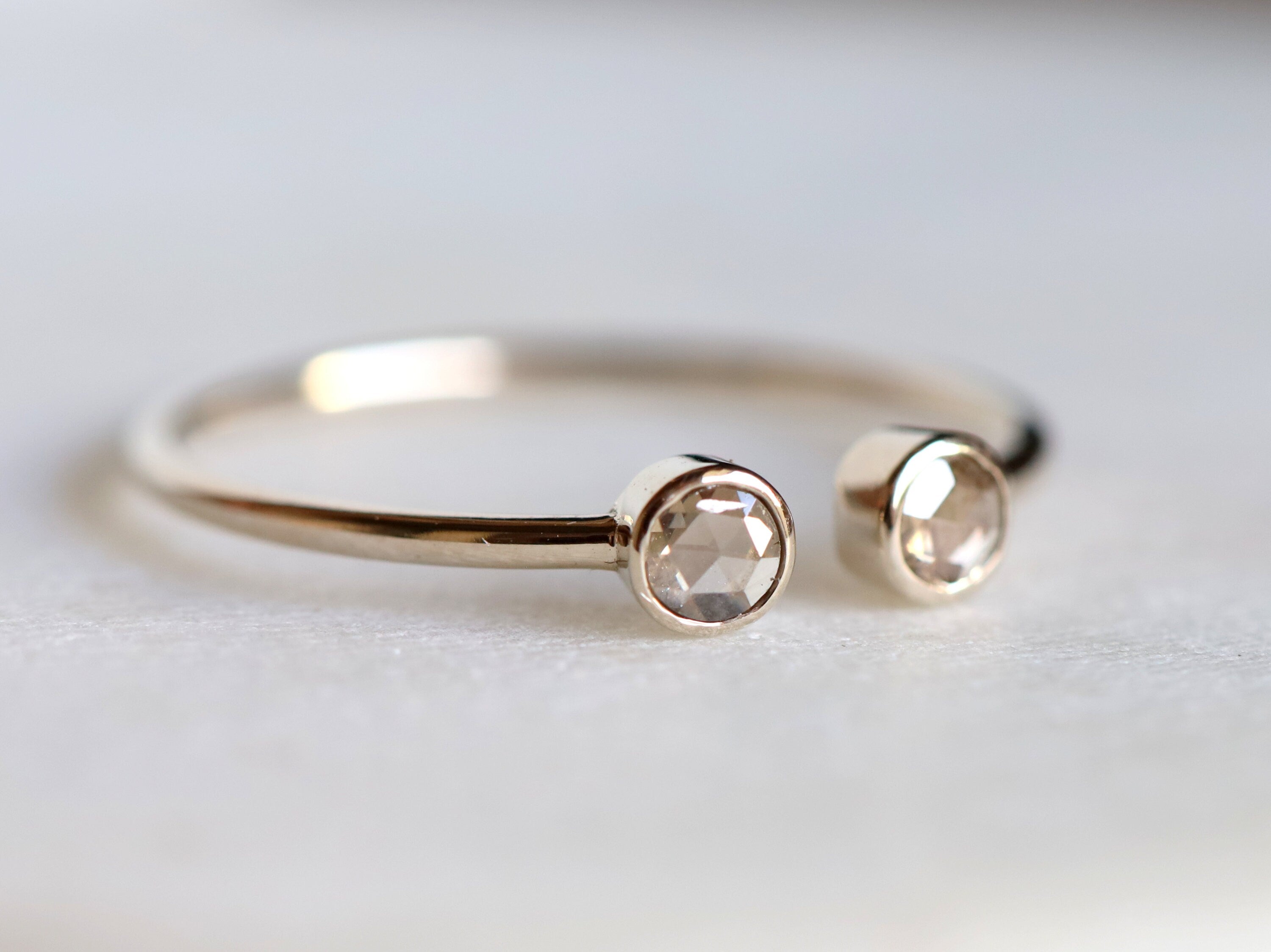 Rose Cut Diamond Ring | 9k/14k/18k Gold | Stacking Dainty Diamond Ring -