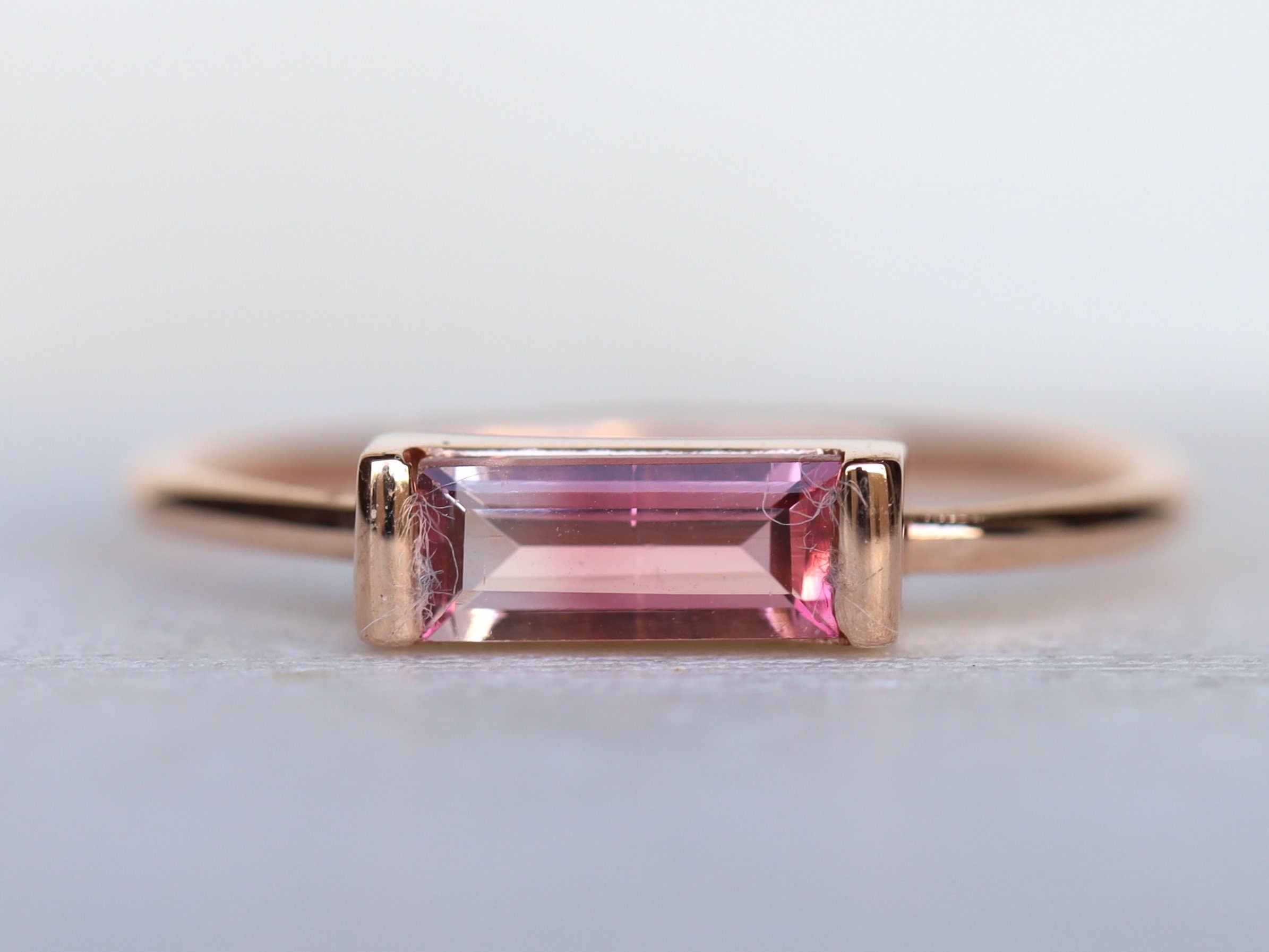 Bicolor Tourmaline Stacking Ring | Watermelon Tourmaline Gold Ring | Unique Tourmaline Ring -