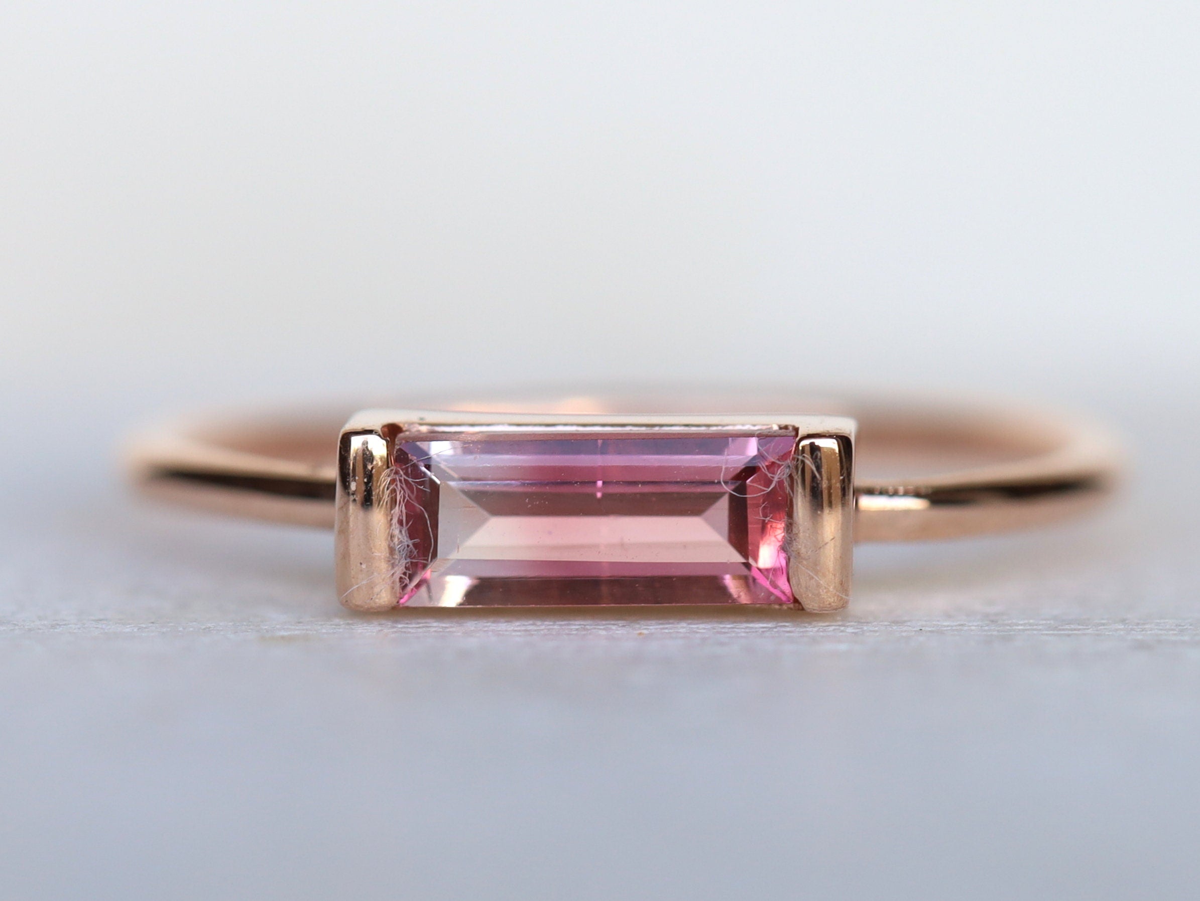 Bicolor Tourmaline Stacking Ring | Watermelon Tourmaline Gold Ring | Unique Tourmaline Ring -