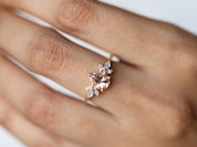 Morganite Engagement Ring | Pear Cut Twig Rose Gold Engagement Ring | March Birthstone -