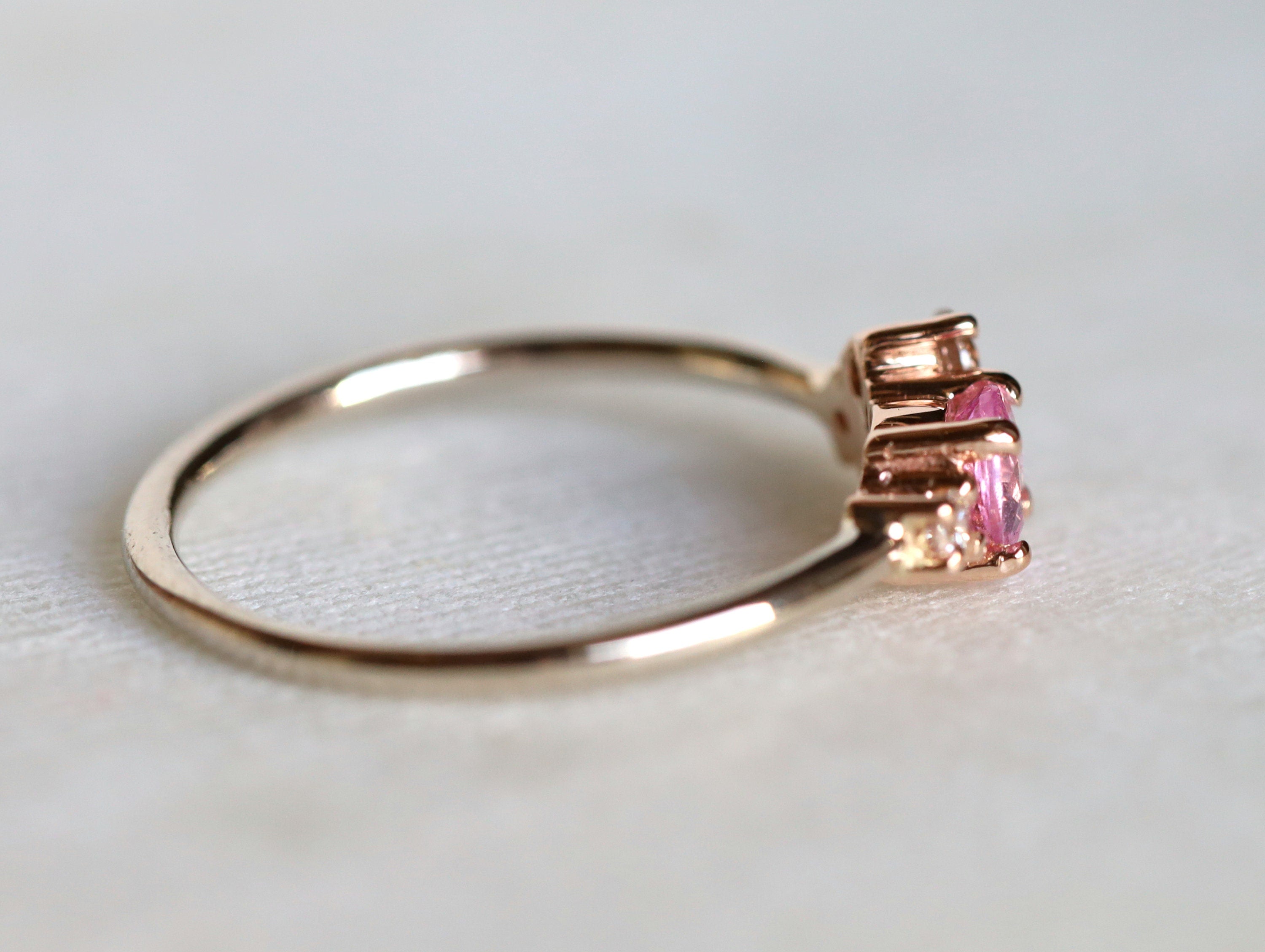 Sapphire Cluster Engagement Ring | Pink Sapphire & Diamond Ring | Cluster Engagement Ring -