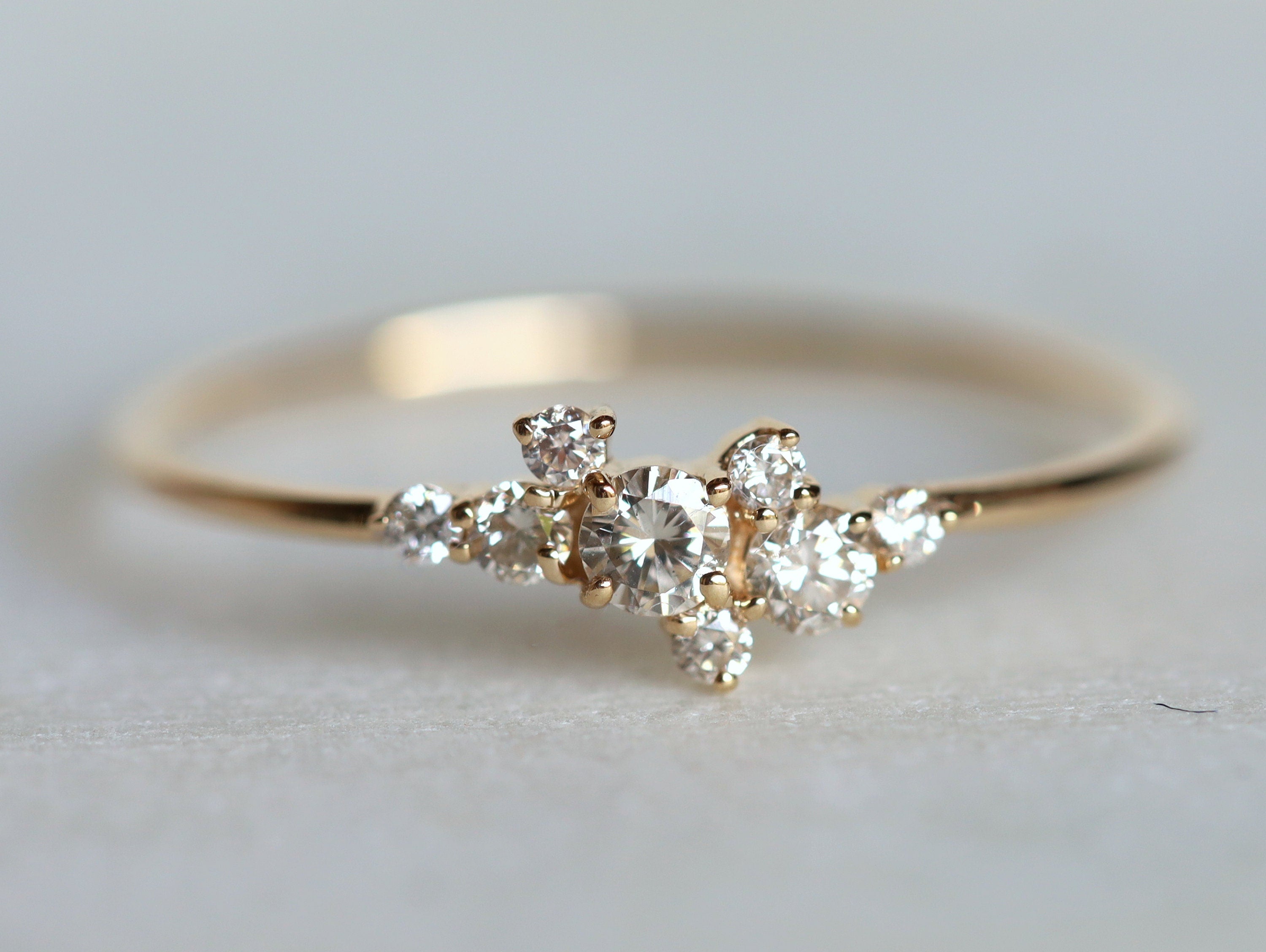 Diamond Cluster Ring | Moissanite Cluster Engagement Ring | Wedding & Engagement Ring -