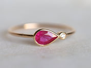 Ruby Engagement Ring | Genuine Red Ruby | Diamond Ring | Simple Gold Ruby Ring -