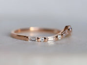 Chevron Diamond Wedding Ring | Curved Diamond Wedding Band | Stackable Wedding Ring -