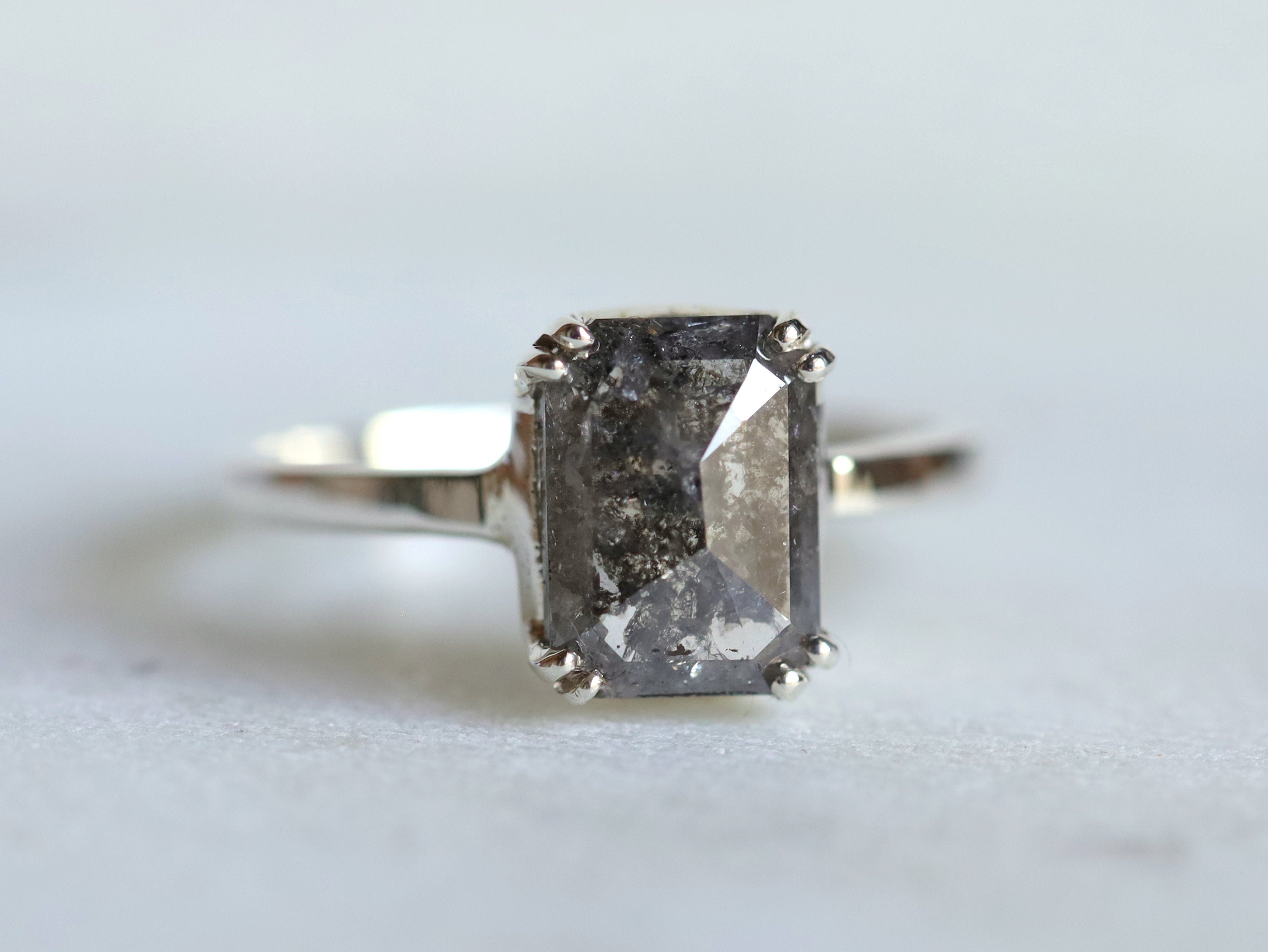 2 Carat Solitaire Gray Diamond Ring | Salt and Pepper Diamond Engagement Ring -