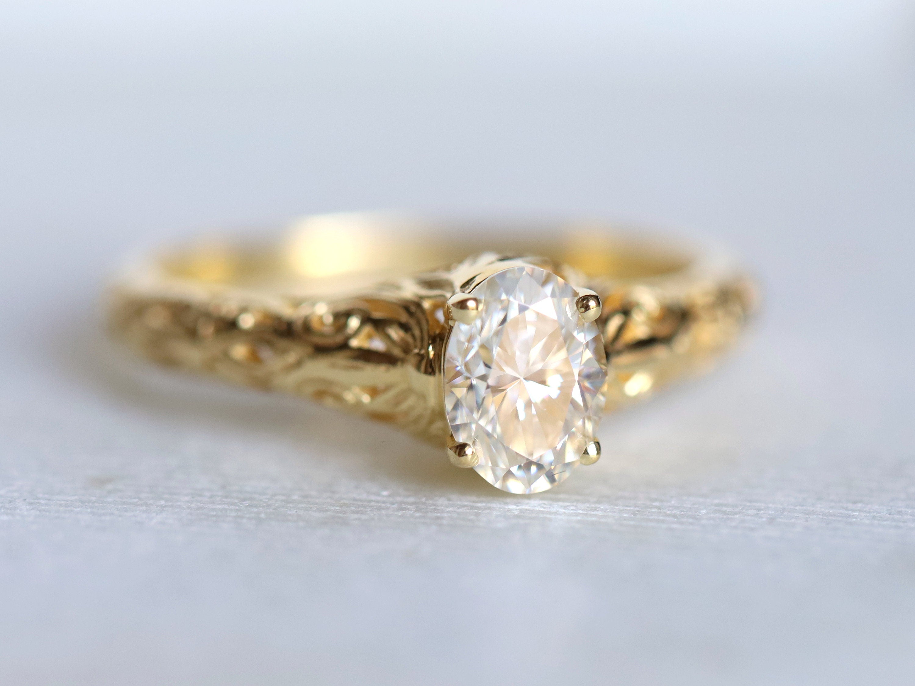 GIA Certified Diamond Ring | Filigree Solitaire Engagement Ring | Anniversary Gift -