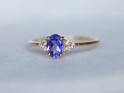 Tanzanite Engagement Ring | Art Deco Halo Tanzanite & Diamond Ring | Wedding Ring -