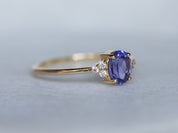 Tanzanite Engagement Ring | Art Deco Halo Tanzanite & Diamond Ring | Wedding Ring -