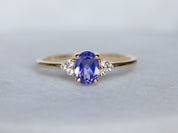 Tanzanite Engagement Ring | Art Deco Halo Tanzanite & Diamond Ring | Wedding Ring -
