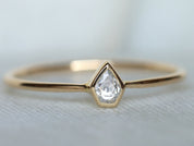 Diamond Triangle Shield Stacking Ring | Gold Diamond Ring | Geometric Diamond Band -