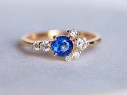 Blue Sapphire Diamond Cluster Engagement Ring | September Birthstone | Sapphire Engagement -