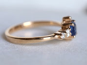 Blue Sapphire Diamond Cluster Engagement Ring | September Birthstone | Sapphire Engagement -