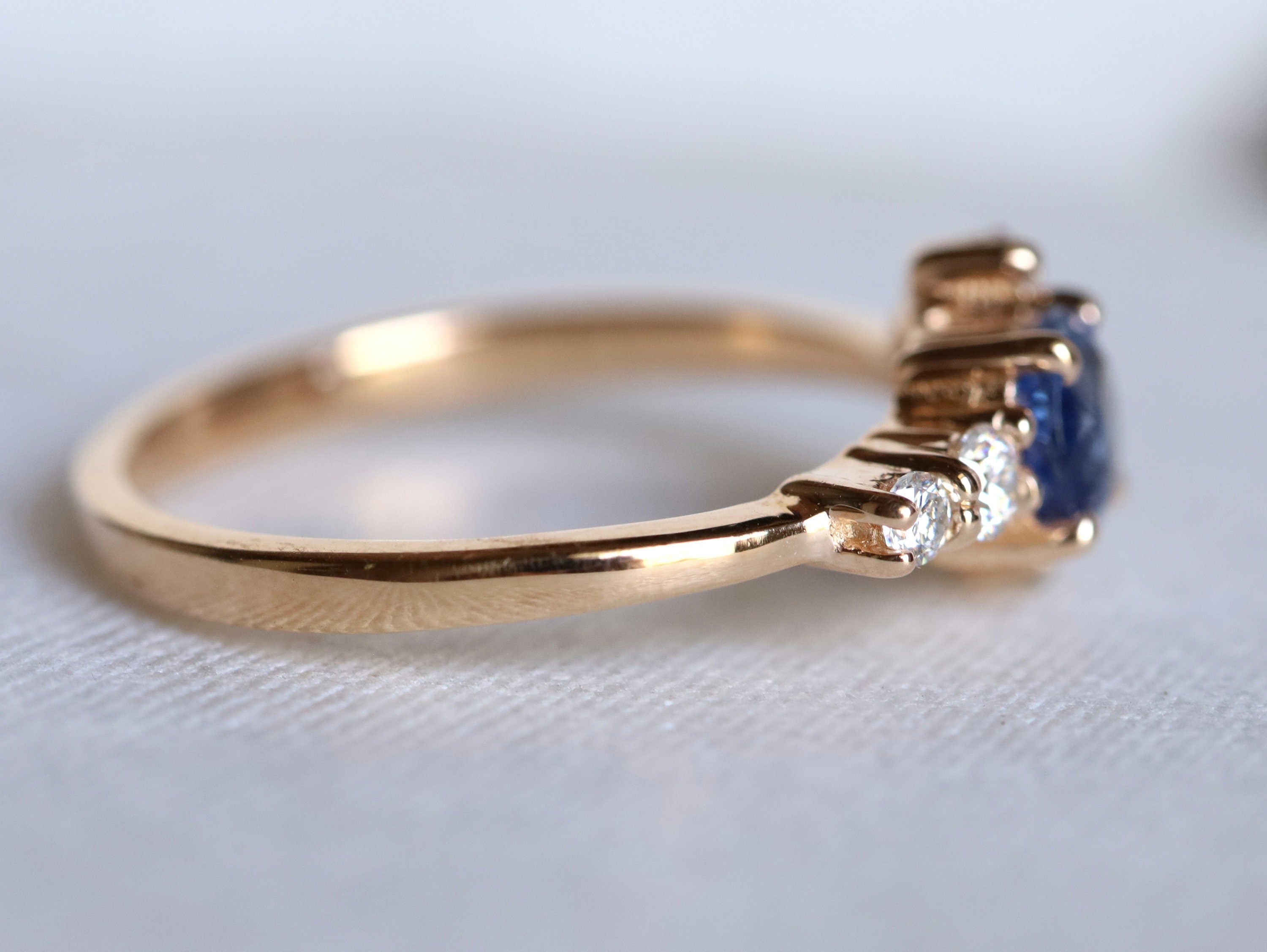 Blue Sapphire Diamond Cluster Engagement Ring | September Birthstone | Sapphire Engagement -