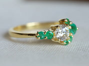 Opal Stacking Ring | Dainty Australian Fire Opal Ring | Rose Cut Diamond Ring -
