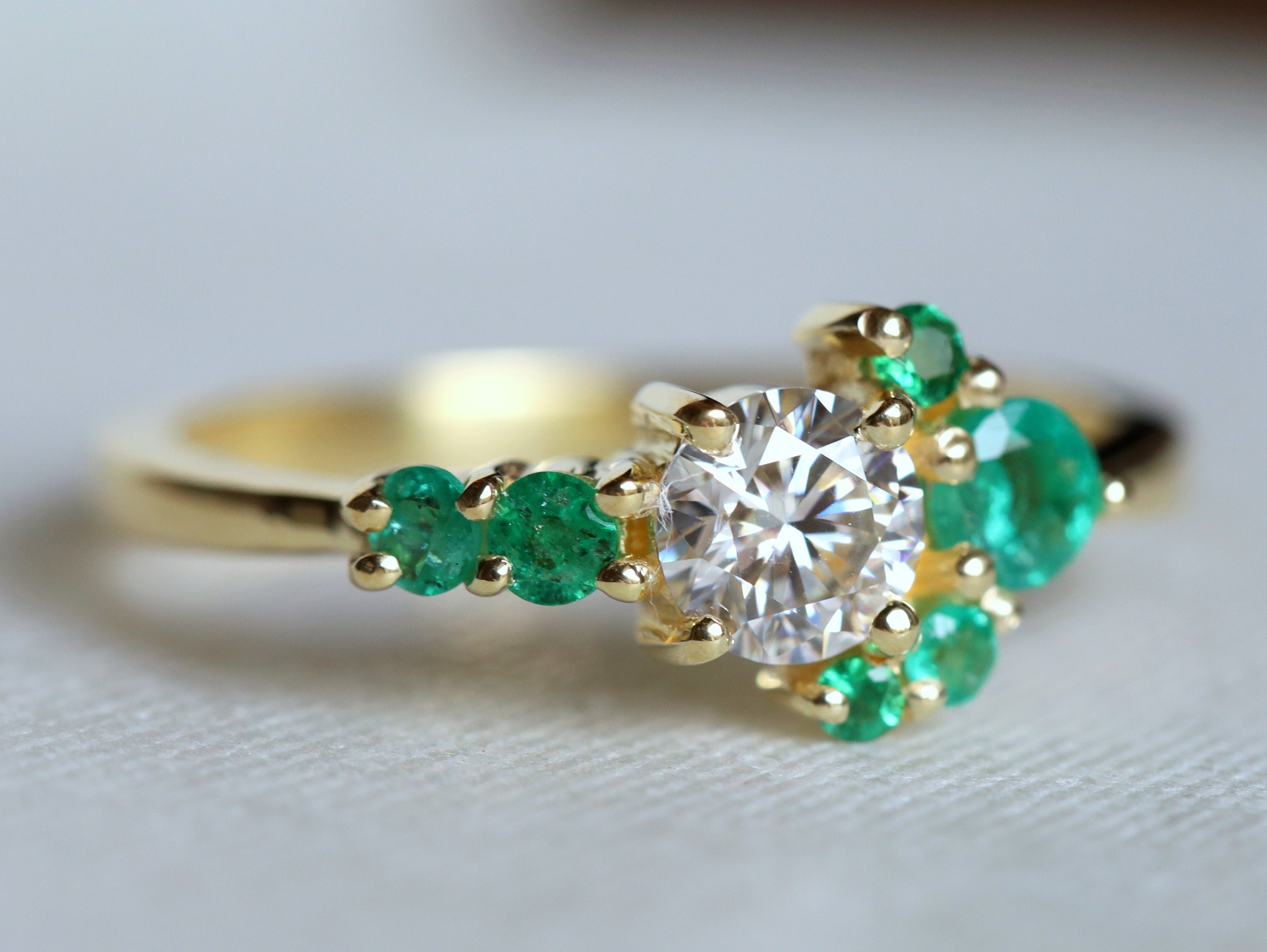 Opal Stacking Ring | Dainty Australian Fire Opal Ring | Rose Cut Diamond Ring -