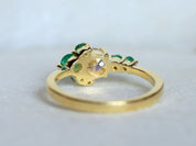 Opal Stacking Ring | Dainty Australian Fire Opal Ring | Rose Cut Diamond Ring -
