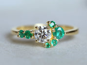 Opal Stacking Ring | Dainty Australian Fire Opal Ring | Rose Cut Diamond Ring -