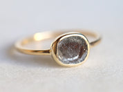 Salt & Pepper Diamond Stacking Ring | 1.5ct Gray Rose Cut Diamond Ring | Unique Engagement Ring -