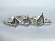 Kite Salt and Pepper Diamond Engagement Ring | Rose Cut | 0.75 Carat Diamond -