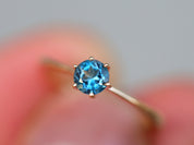 London Blue Topaz Ring | Solitaire Engagement Ring | December Birthstone Topaz Ring -